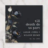 Elegant Gotisch Donker Waterverf Zwart Roos Bruilo Bedankjes Labels (Voorkant)