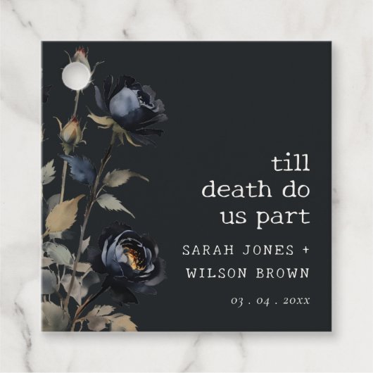 Elegant Gotisch Donker Waterverf Zwart Roos Bruilo Bedankjes Labels (Voorkant)