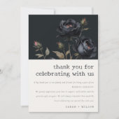 Elegant Gotisch Donker Waterverf Zwart Roos Bruilo Bedankkaart (Voorkant)