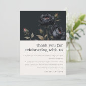 Elegant Gotisch Donker Waterverf Zwart Roos Bruilo Bedankkaart (Staand voorkant)