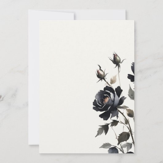 Elegant Gotisch Donker Waterverf Zwart Roos Bruilo Bedankkaart (Achterkant)