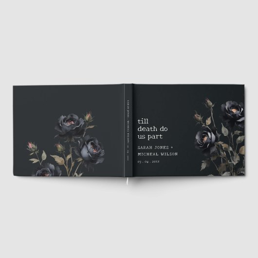 Elegant Gotisch Donker Waterverf Zwart Roos Bruilo Gastenboek (Volledig)