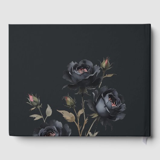 Elegant Gotisch Donker Waterverf Zwart Roos Bruilo Gastenboek (Achterkant)