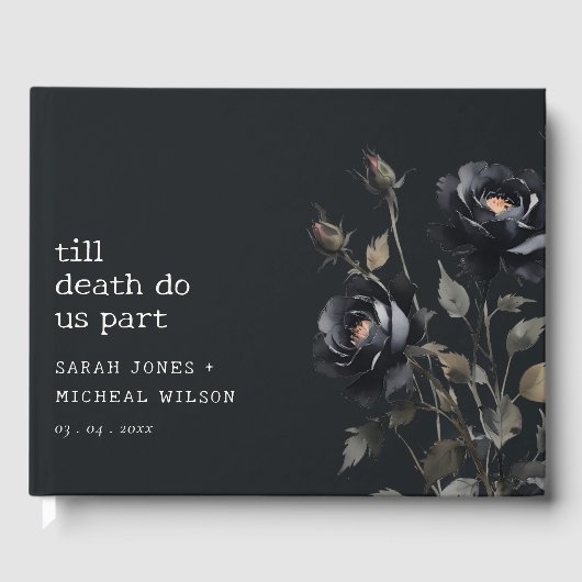 Elegant Gotisch Donker Waterverf Zwart Roos Bruilo Gastenboek (Voorkant)