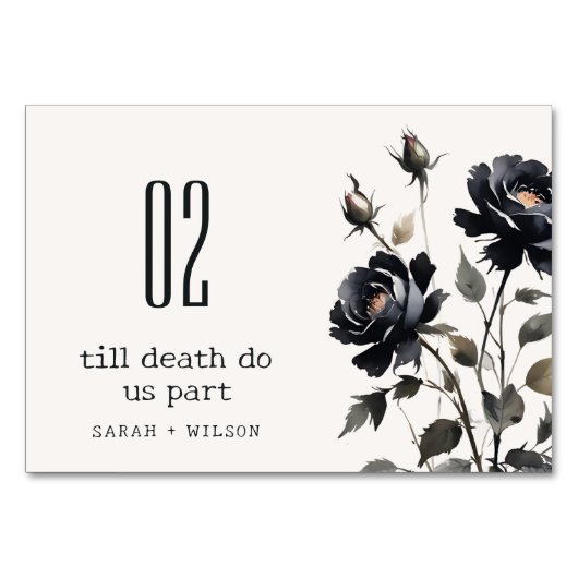Elegant Gotisch Donker Waterverf Zwart Roos Bruilo Kaart (Achterkant)