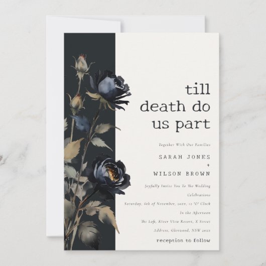 Elegant Gotisch Donker Waterverf Zwart Roos Bruilo Kaart (Voorkant)