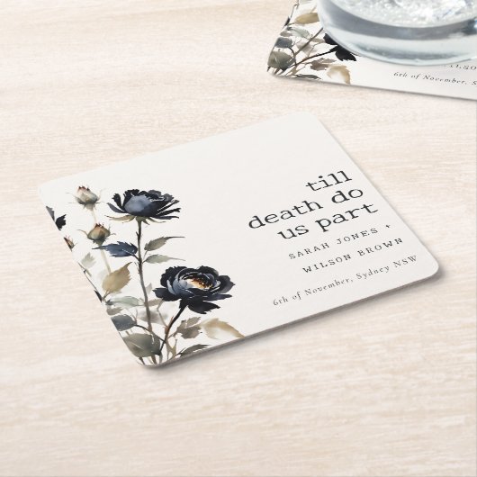 Elegant Gotisch Donker Waterverf Zwart Roos Bruilo Kartonnen Onderzetters (Schuin)