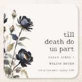 Elegant Gotisch Donker Waterverf Zwart Roos Bruilo Kartonnen Onderzetters (Voorkant)