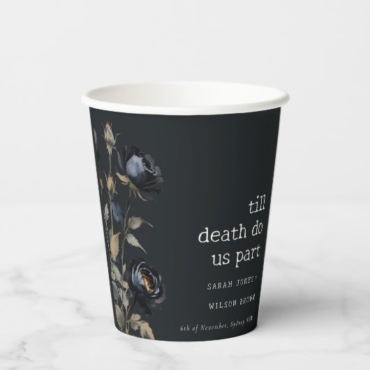 Elegant Gotisch Donker Waterverf Zwart Roos Bruilo Papieren Bekers (Achterkant)