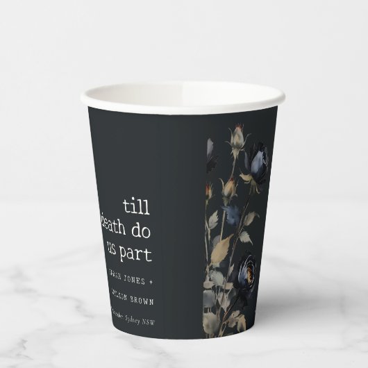 Elegant Gotisch Donker Waterverf Zwart Roos Bruilo Papieren Bekers (Links)