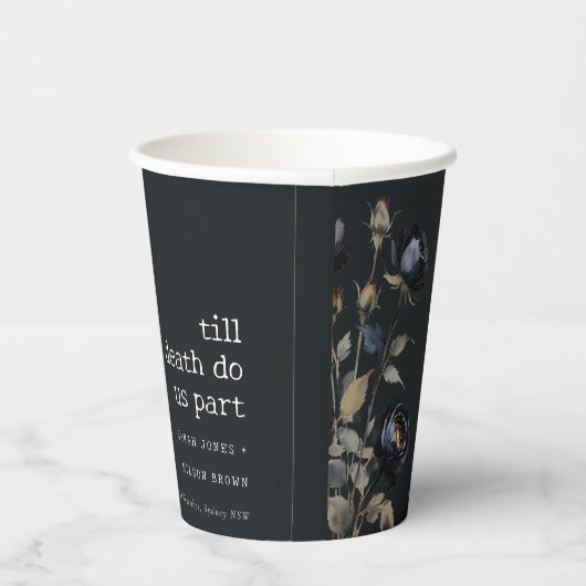 Elegant Gotisch Donker Waterverf Zwart Roos Bruilo Papieren Bekers (Rechts)