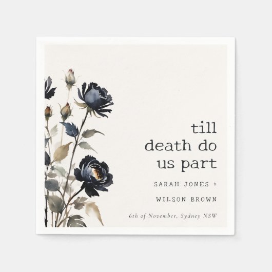 Elegant Gotisch Donker Waterverf Zwart Roos Bruilo Servet (Voorkant)