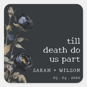 Elegant Gotisch Donker Waterverf Zwart Roos Bruilo Vierkante Sticker