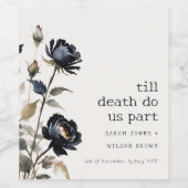 Elegant Gotisch Donker Waterverf Zwart Roos Bruilo Wijn Etiket (Enkel label)