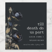 Elegant Gotisch Donker Waterverf Zwart Roos Bruilo Wijn Etiket (Enkel label)