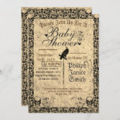 Elegant Gotisch, Halloween Baby shower Kaart (Voorkant / Achterkant)