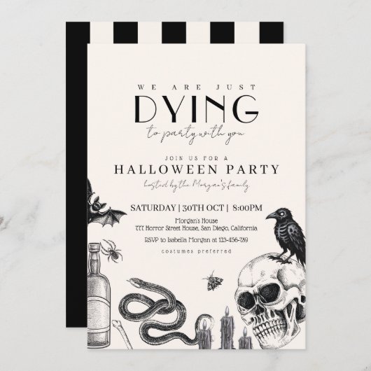 Elegant gotisch Halloween feest met schedels Kaart (Voorkant / Achterkant)