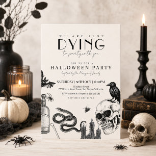 Elegant Gotisch Halloween-feest met schedels Kaart