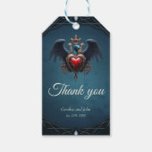 Elegant Gotisch hart met fantasie vogel. Cadeaulabel (Voorkant)