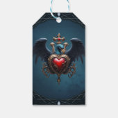Elegant Gotisch hart met fantasie vogel. Cadeaulabel (Achterkant)