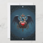 Elegant Gotisch hart met fantasie vogel. Kaart (Achterkant)