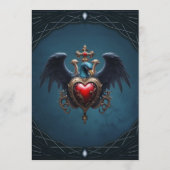 Elegant Gotisch hart met fantasie vogel. Menu (Achterkant)