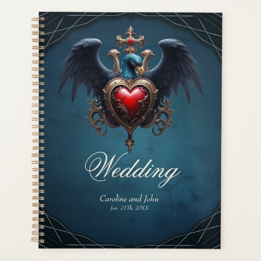 Elegant Gotisch hart met fantasie vogel. Planner (Voorkant)