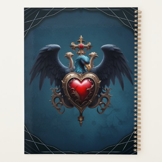 Elegant Gotisch hart met fantasie vogel. Planner (Achterkant)