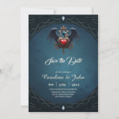 Elegant Gotisch hart met fantasie vogel. Save The Date (Voorkant)