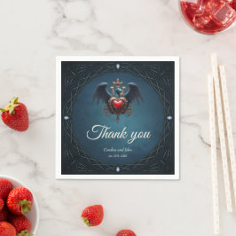 Elegant Gotisch hart met fantasie vogel. Servet