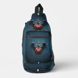 Elegant Gotisch hart met fantasie vogel. Sling Bag