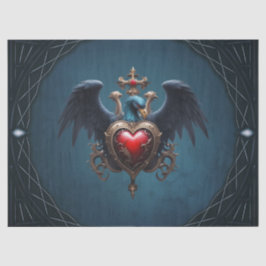 Elegant Gotisch hart met fantasie vogel. Tissuepapier