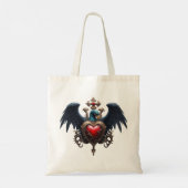Elegant Gotisch hart met fantasie vogel. Tote Bag (Achterkant)