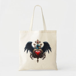 Elegant Gotisch hart met fantasie vogel. Tote Bag