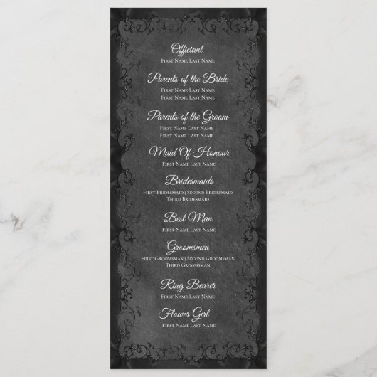 Elegant Gotisch Huwelijksprogramma Menu (Achterkant)