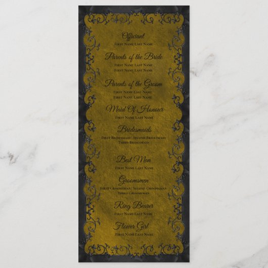 Elegant Gotisch Huwelijksprogramma Menu (Achterkant)