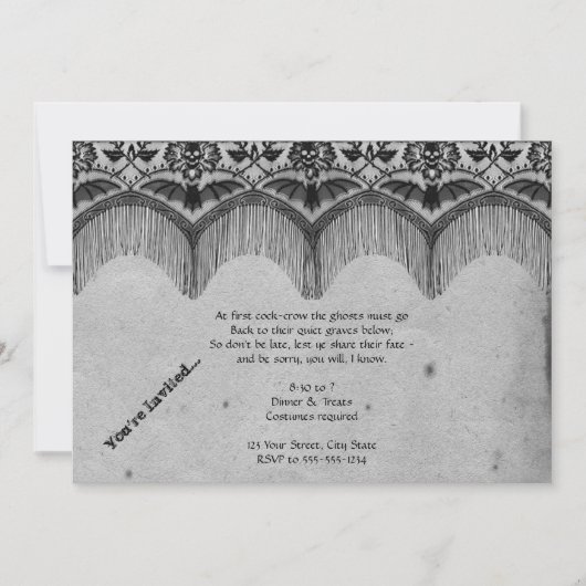 Elegant Gotisch Kant Halloween Party Kaart (Voorkant)