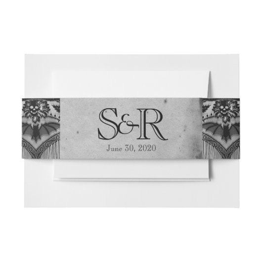 Elegant Gotisch Kant Posh Bruiloft Belly Band Uitnodigingen Wikkel (Voorkant Voorbeeld)