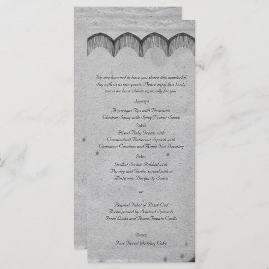 Elegant Gotisch Kant Posh Bruiloft Menu (Voorkant / Achterkant)