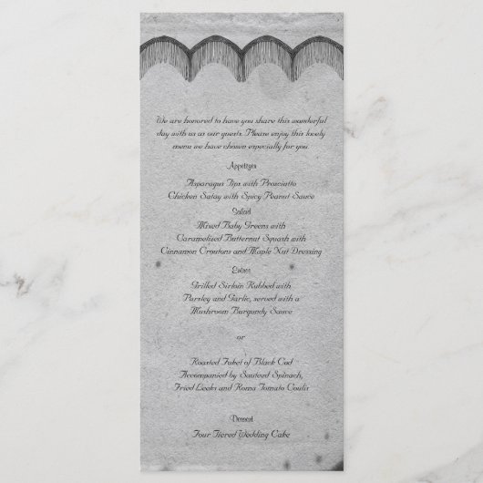 Elegant Gotisch Kant Posh Bruiloft Menu (Voorkant)