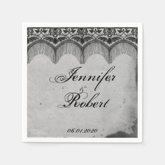 Elegant Gotisch Kant Posh Bruiloft Servet (Voorkant)