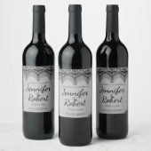 Elegant Gotisch Kant Posh Bruiloft Wijn Label Etiket (Flessen)