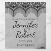 Elegant Gotisch Kant Posh Bruiloft Wijn Label Wijn Etiket (Enkel label)