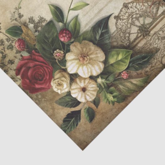 Elegant Gotisch Meisje & Raven in Roos Garden Tissuepapier (Detail)