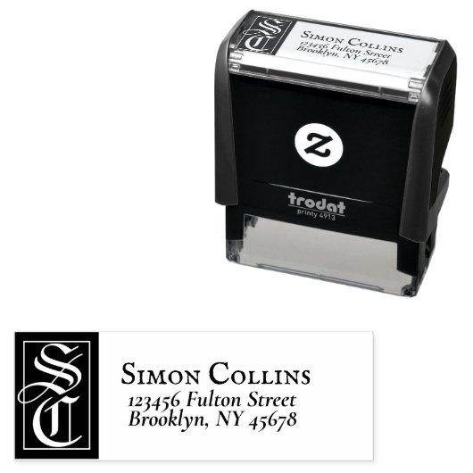 Elegant Gotisch  Monogram Retouradres Zelfinktende Stempel (In situ)