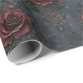 Elegant  gotisch patroon met rode rozen cadeaupapier (Rol Hoek)
