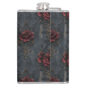 Elegant  gotisch patroon met rode rozen heupfles (Achterkant)