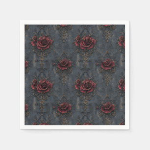 Elegant  gotisch patroon met rode rozen servet