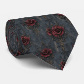 Elegant gotisch patroon met rode rozen stropdas (Opgerold)
