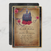 Elegant gotisch prinsessenkasteel en rode rozen kaart (Voorkant / Achterkant)